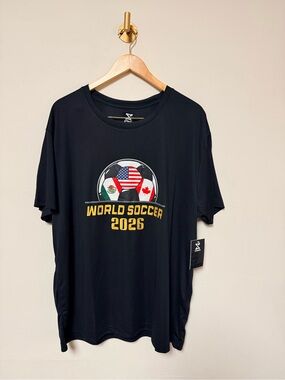 Striker 2XL Shirt Men's Black Short Sleeve 2026 World Soccer.